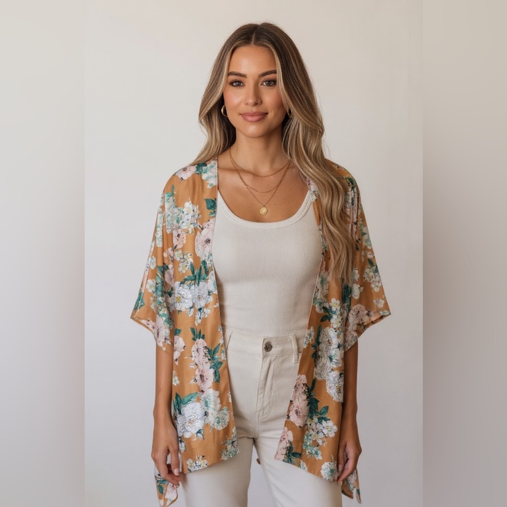 🔸Silk Floral Kimono Cardigan